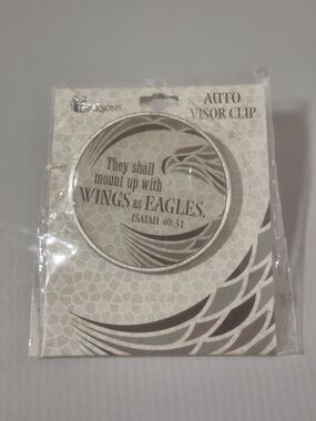 Auto Visor Clip with Isaiah 40:31 Quote - Neutral Tones Brand New